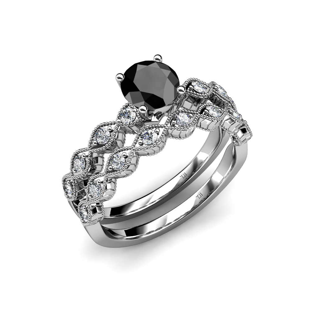 black diamond gold wedding band