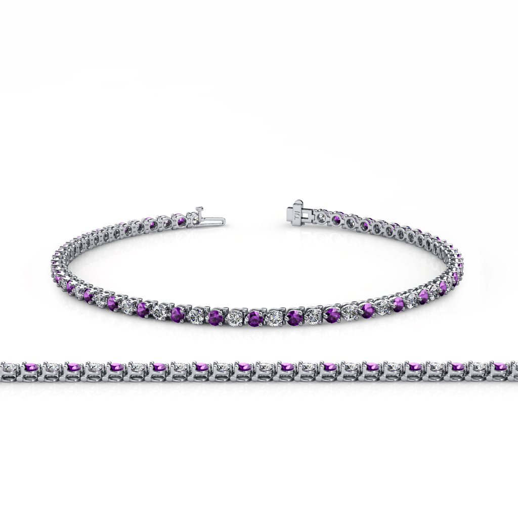 کیر+تو+کوس+دختر Amethyst & Diamond (SI2-I1, G-H) 3-Prong Tennis Bracelet 3.30 ct tw in ...