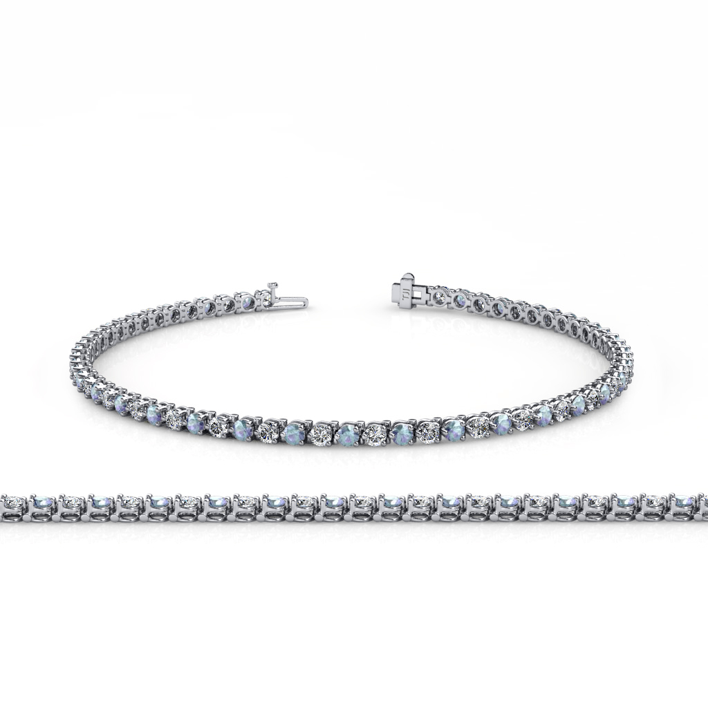 کیر+تو+کوس+دختر Aquamarine & Diamond (SI2-I1, G-H) 3-Prong Tennis Bracelet 3.25 ct tw ...