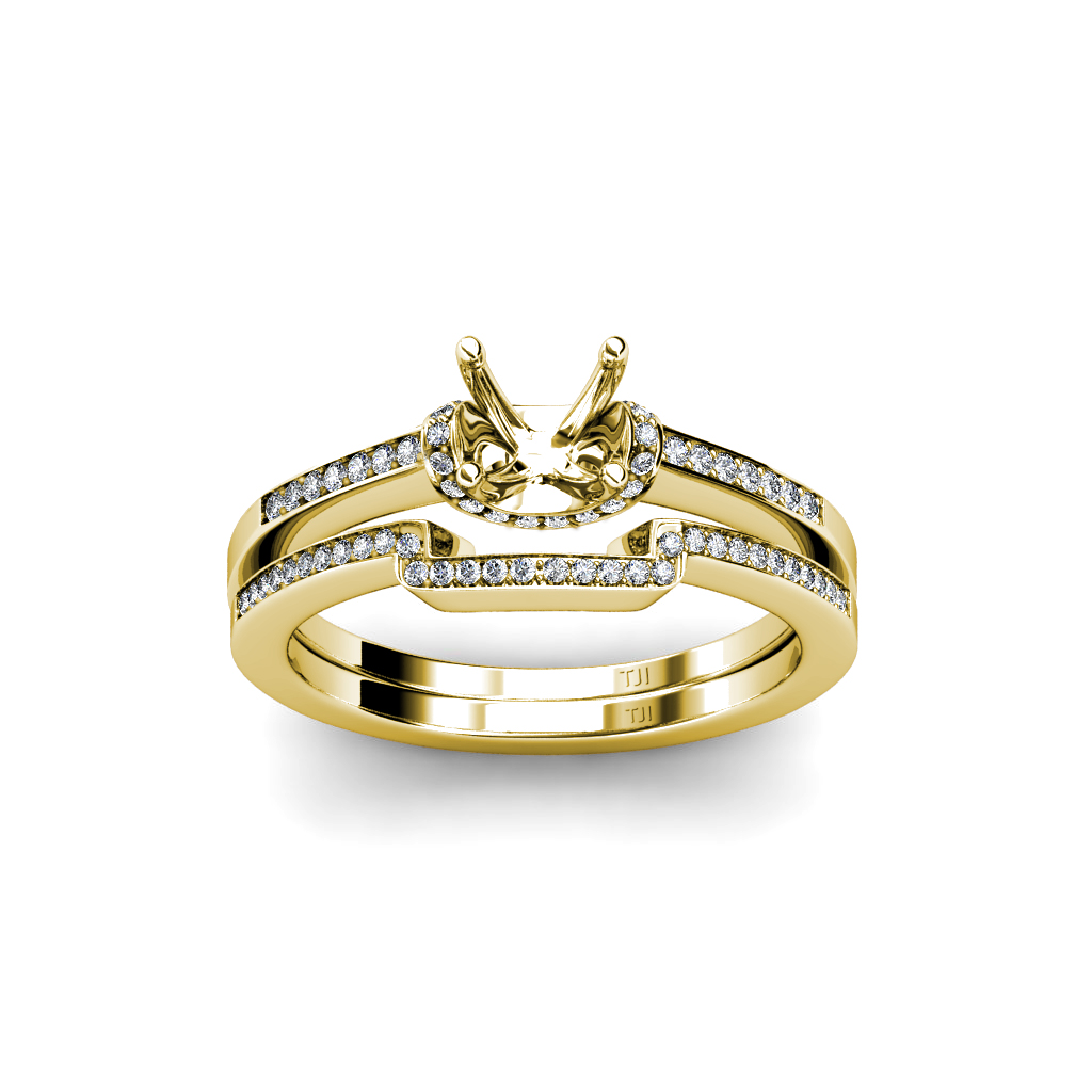 Diamond Bridal Set Semi Mount Ring & Wedding Band 0.30 cttw in 14K Gold ...